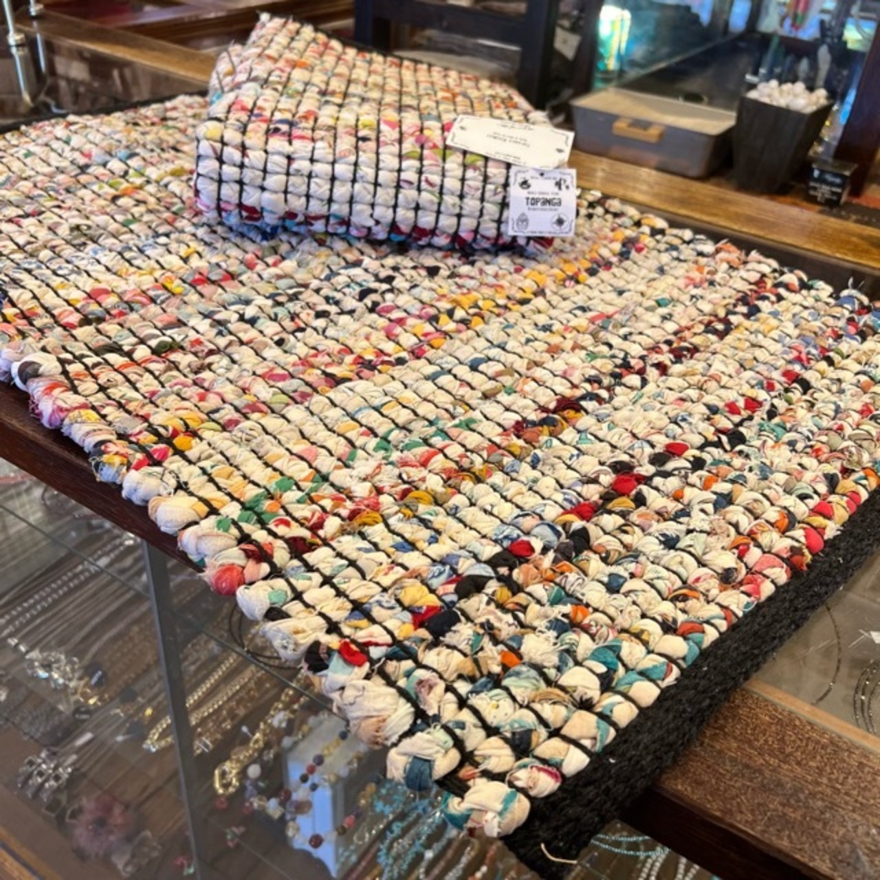 TOPANGA Homefurnishing　Recycle Cloth Rug White　50×80cm　リサイクルクロスラグ　ホワイト　玄関マット　ベッド　ラグマット　リビング　玄関　椅子　サイドテーブル　コットン