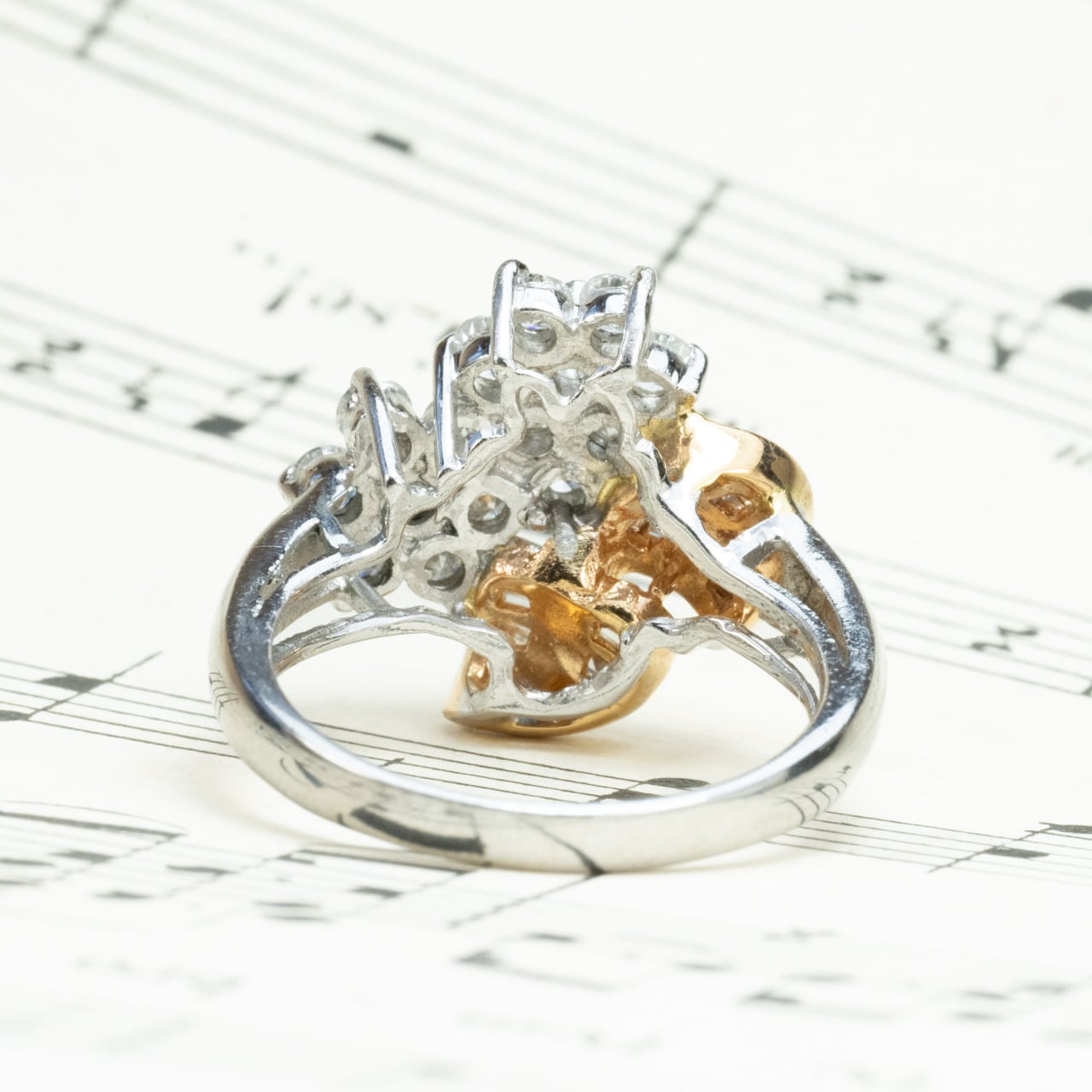 ヴィンテージ ジュエリー K18 Pt900 コンビ バブリー お花 フラワー