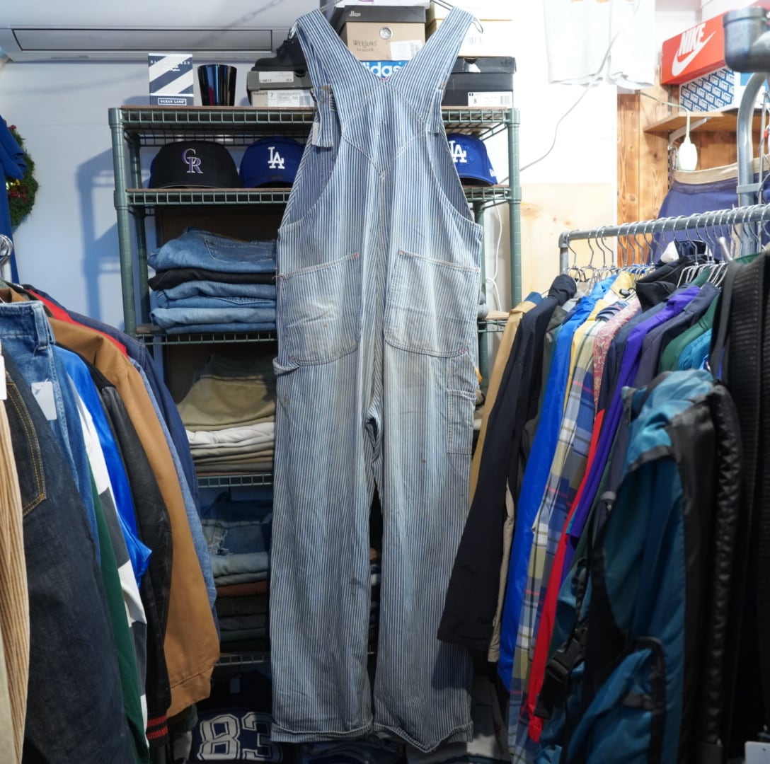 60s BIGMAC ヒッコリー デニム ストライプ オーバーオール W実寸102cm