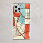 受注生産 iPhoneケース 赤青街区の細密地図コラージュ｜都市地図 UMAP045B