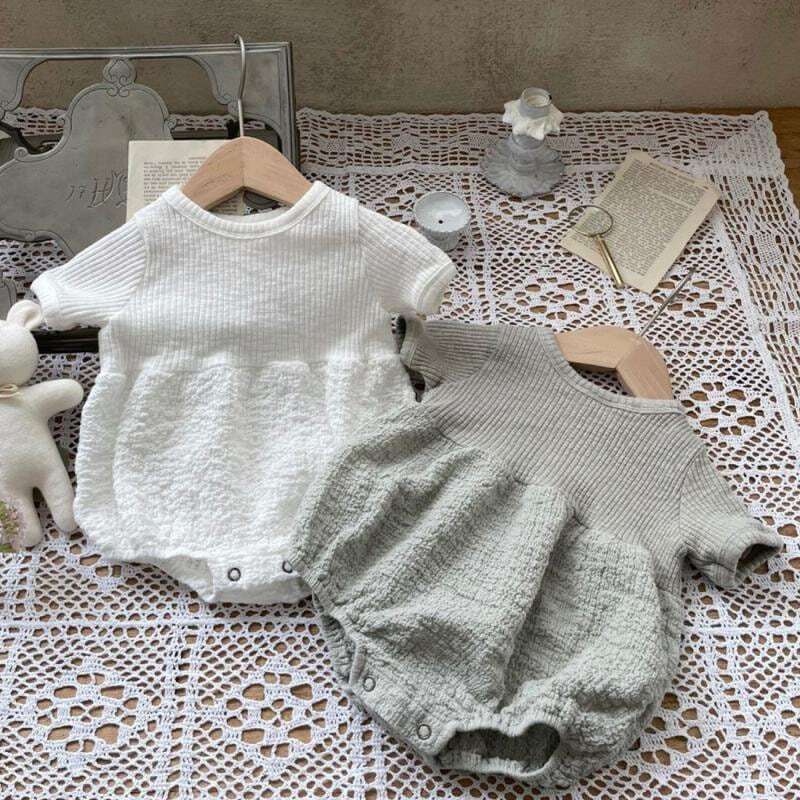 【BABY】韓国風 ピュアカラーロンパース