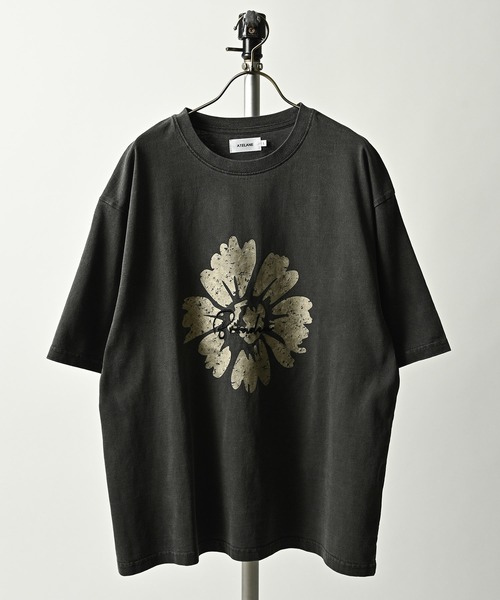 ATELANE  16OE Jersey Pigmented Fabric, Floral Pattern (BLK) 26A-14050