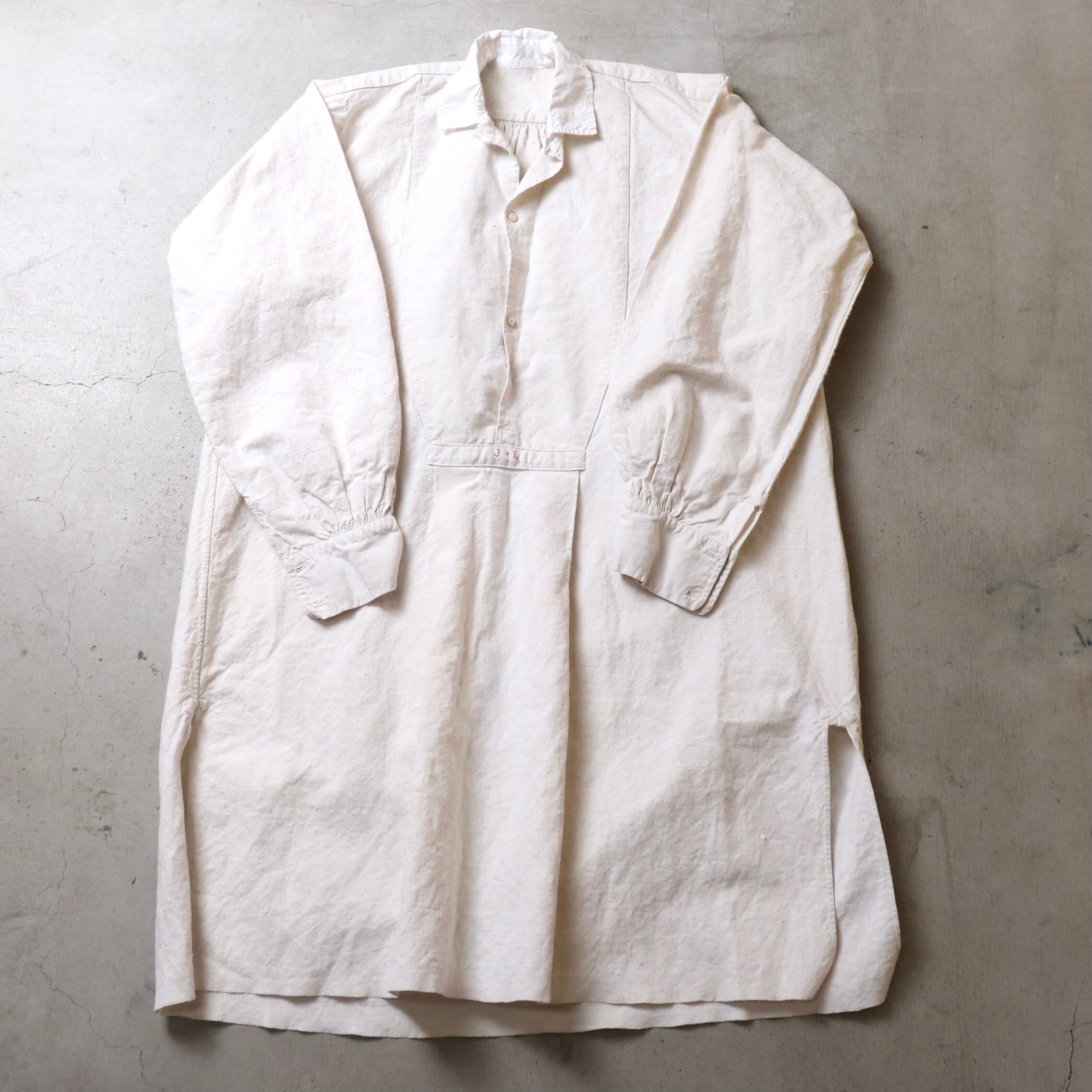 身幅61【1900s〜20s】French Linen Grandpa Shirts