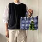 格子柄のミニトート(ネイビーホワイト)