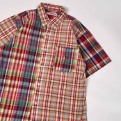80s 90s MIKI HOUSE MENS ミキハウス チェック BD ボタンダウン 半袖シャツ M/マルチ メンズ ビンテージ