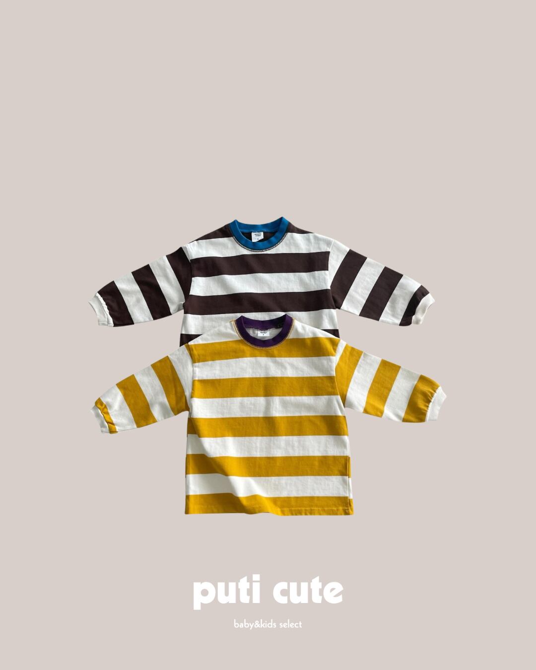 90-140 ꒰ 予約 ꒱ Milk color block stripe T / middle name ⸝⋆