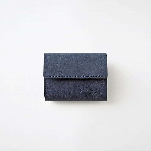 使いやすい 三つ折り財布【ネイビー】レディース メンズ ブランド 鍵 小さい レザー 革 ハンドメイド 手縫い