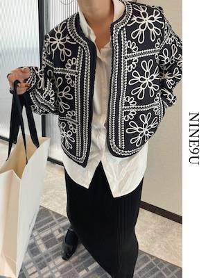flower retro bi-color jacket【NINE9070】