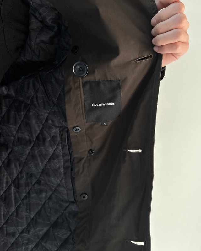 【ripvanwinkle】double-breasted nylon half coat