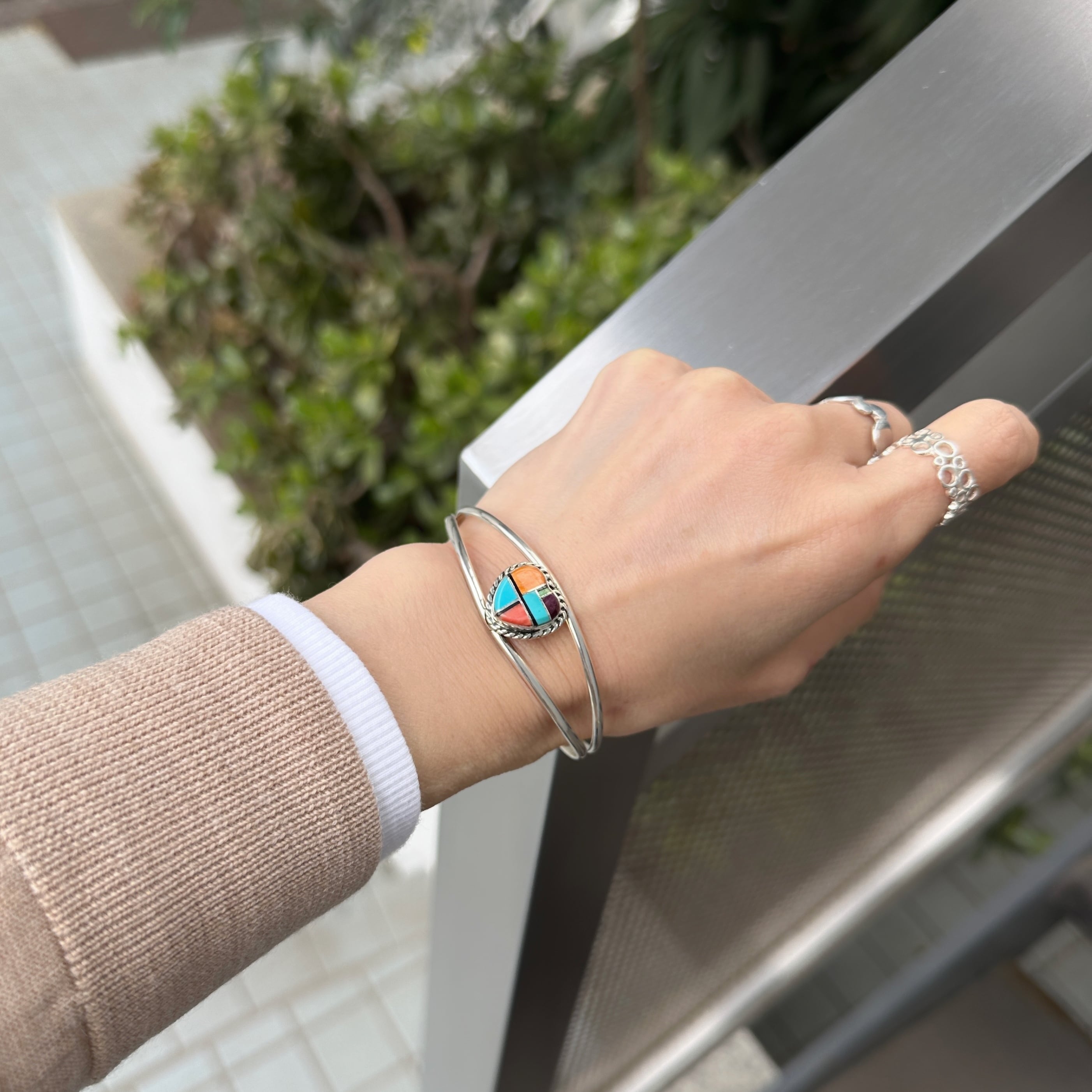 Indian Jewelry 》 ターコイズ モザイク ハート型 バングル | 【公式
