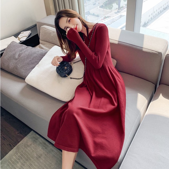 ニットワンピース 秋 冬 エレガント きれいめ 30代 40代 50代 Vネック 長袖 Aライン ロング丈 リブニット 切替 無地 シンプル カジュアル 着回し お出かけ デート 女子会 Rb A10 0024 Redbell ニットワンピース 秋 冬 エレガント きれいめ 30代 40代 50代 Vネック 長袖 Aライン ロング丈 リブニット 切替 無地 シンプル カジュアル 着回し お出かけ デート 女子会 Rb A10 0024 Redbell