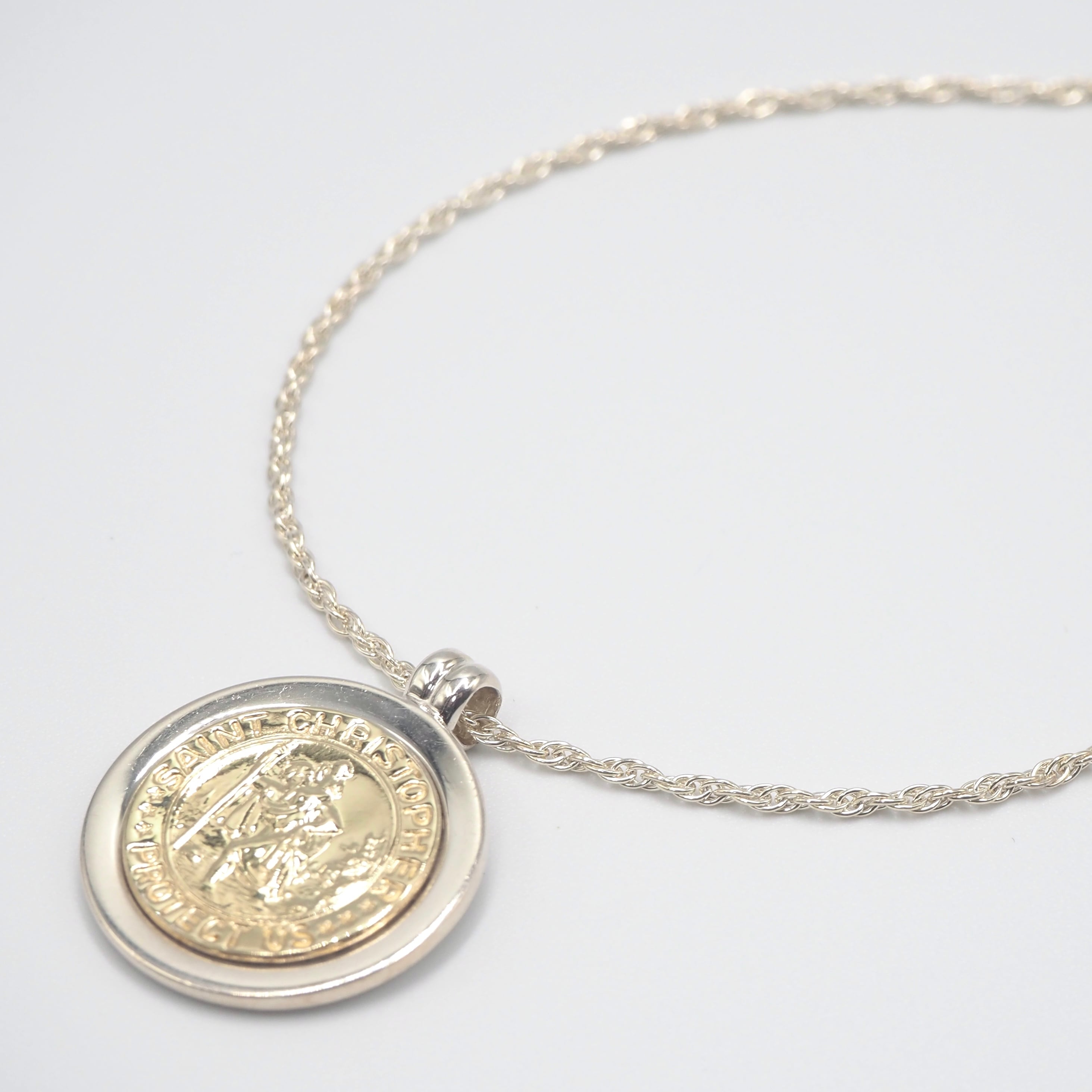 Tiffany &Co. セントクリストファー コイン ネックレス K18 シルバー925 ティファニー