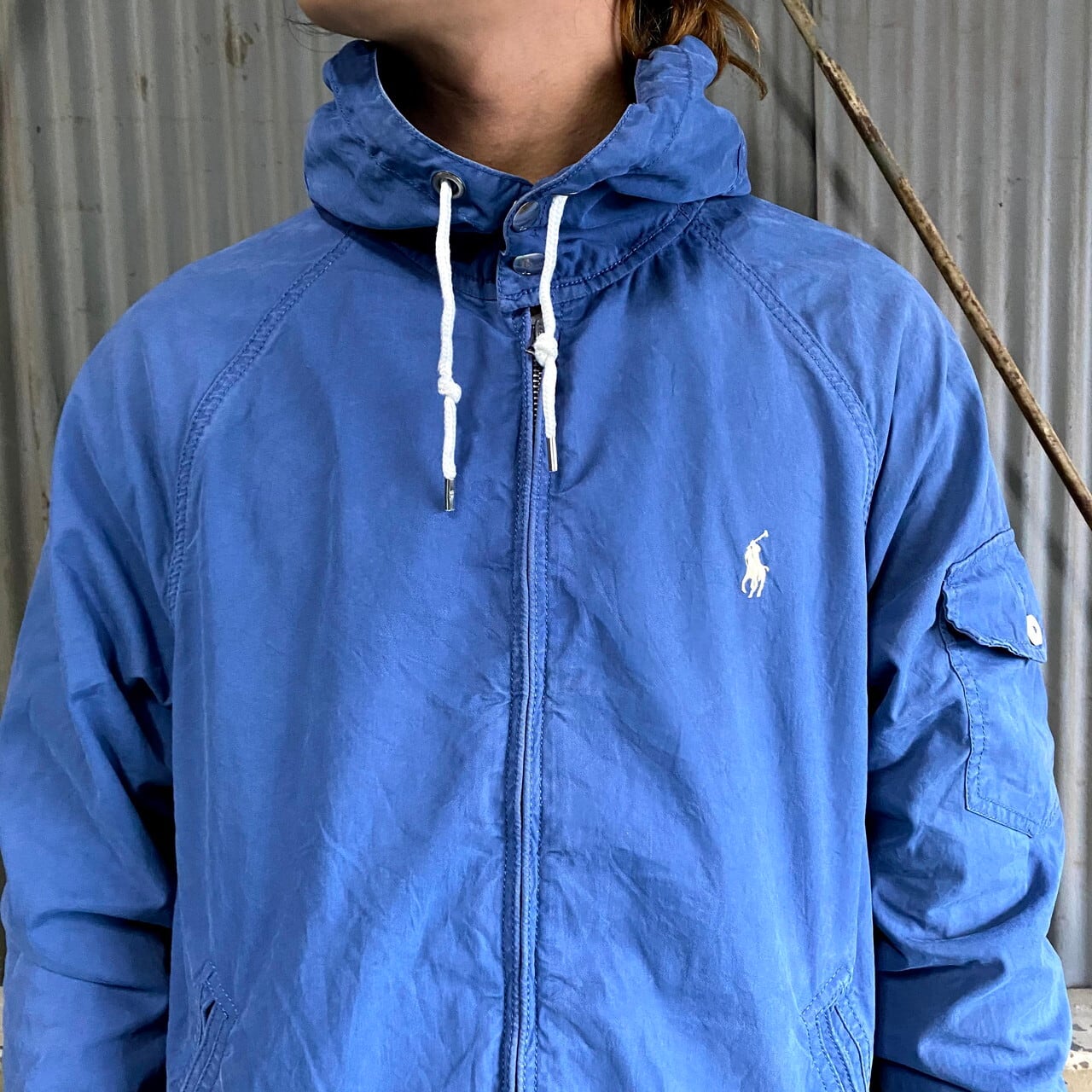 ポロラルフローレン フード付き スイングトップ メンズM 古着 Polo 