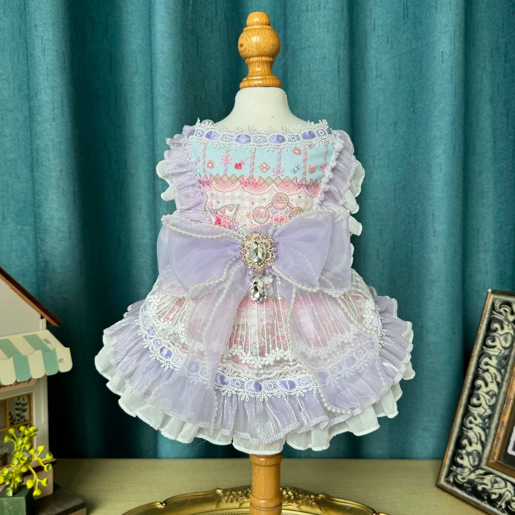 ラベンダーのビッグリボンワンピース 00325