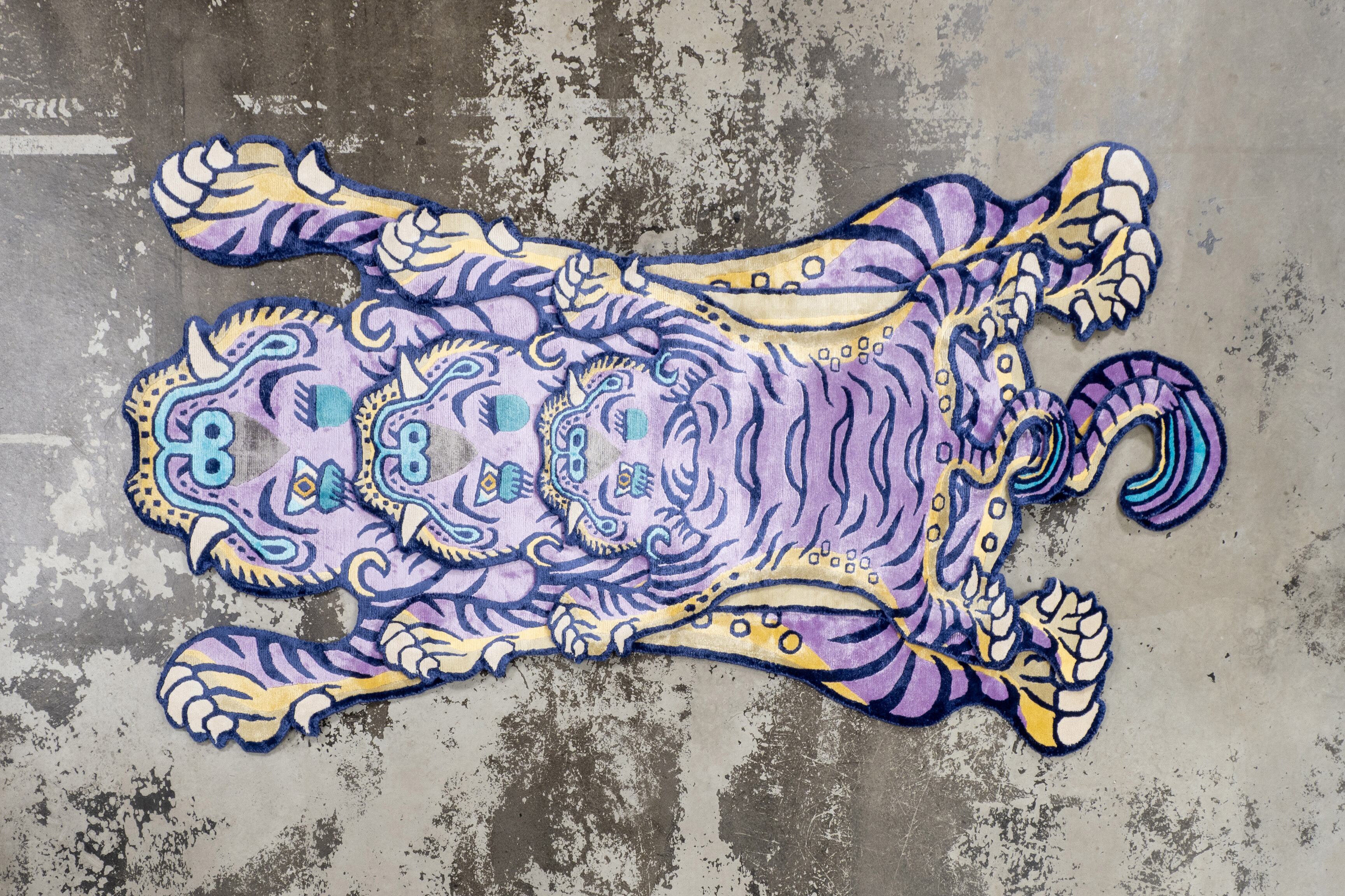 Tibetan Tiger Rug 《Lサイズ•シルク•オリジナル1•パープル223