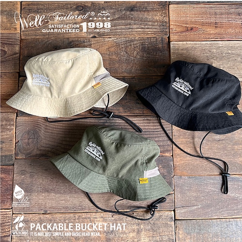 Well-Tailored/ ウェルテイラード PACKABLE BUCKET HAT (WL-2350) 撥水 パッカブル バケットハット ワンポント刺繍 山脈 アウトアドア バケハ  レディース メンズ ブランド