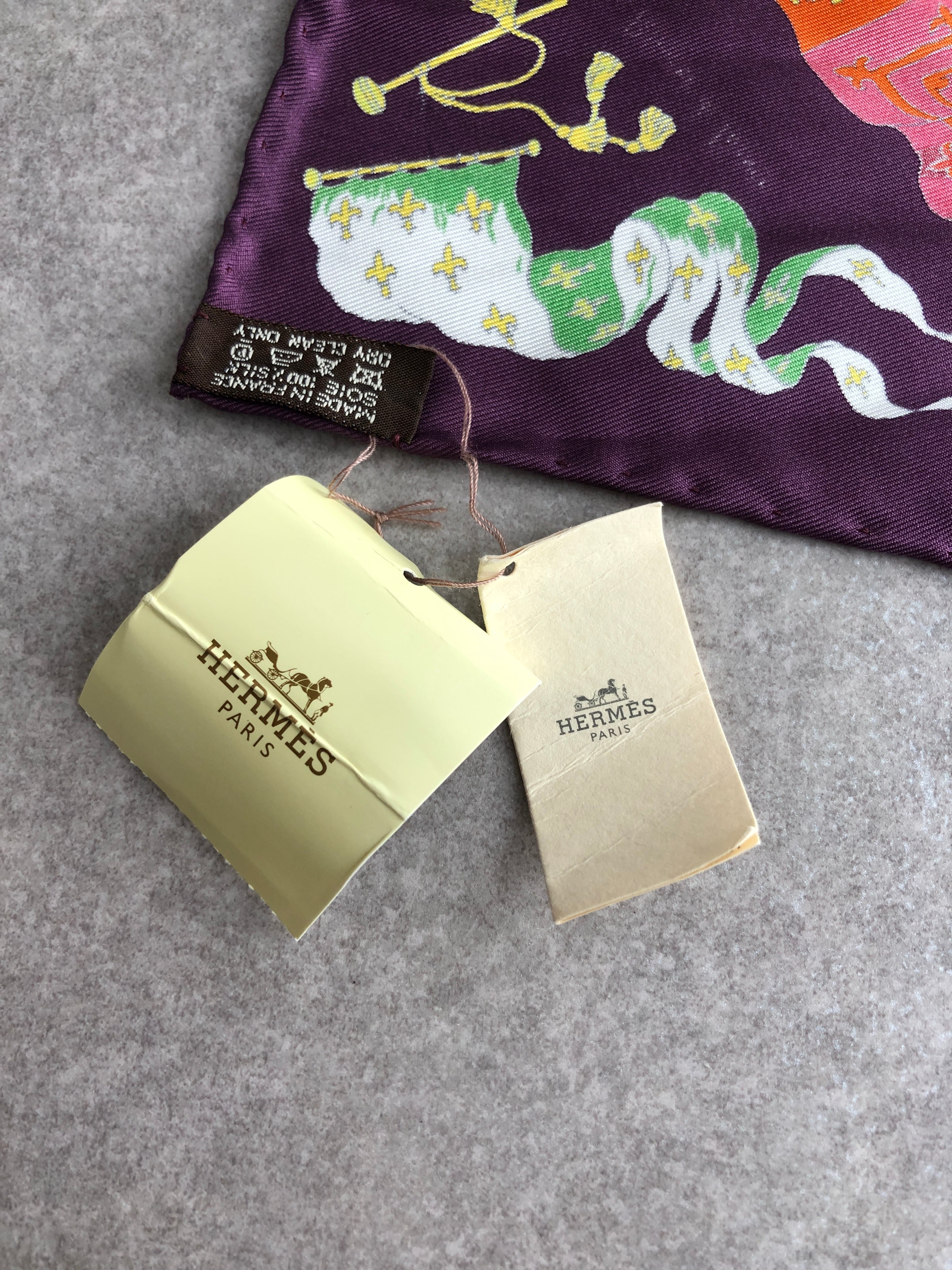 HERMES エルメス スカーフ パープル 船旗 シルク PAVOIS プチカレ カレ