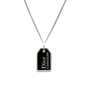 Christian Dior クリスチャン  ディオール ブランドロゴ ドッグタグ ネックレス シルバー×ブラック vintage ヴィンテージ オールド 7iiahd