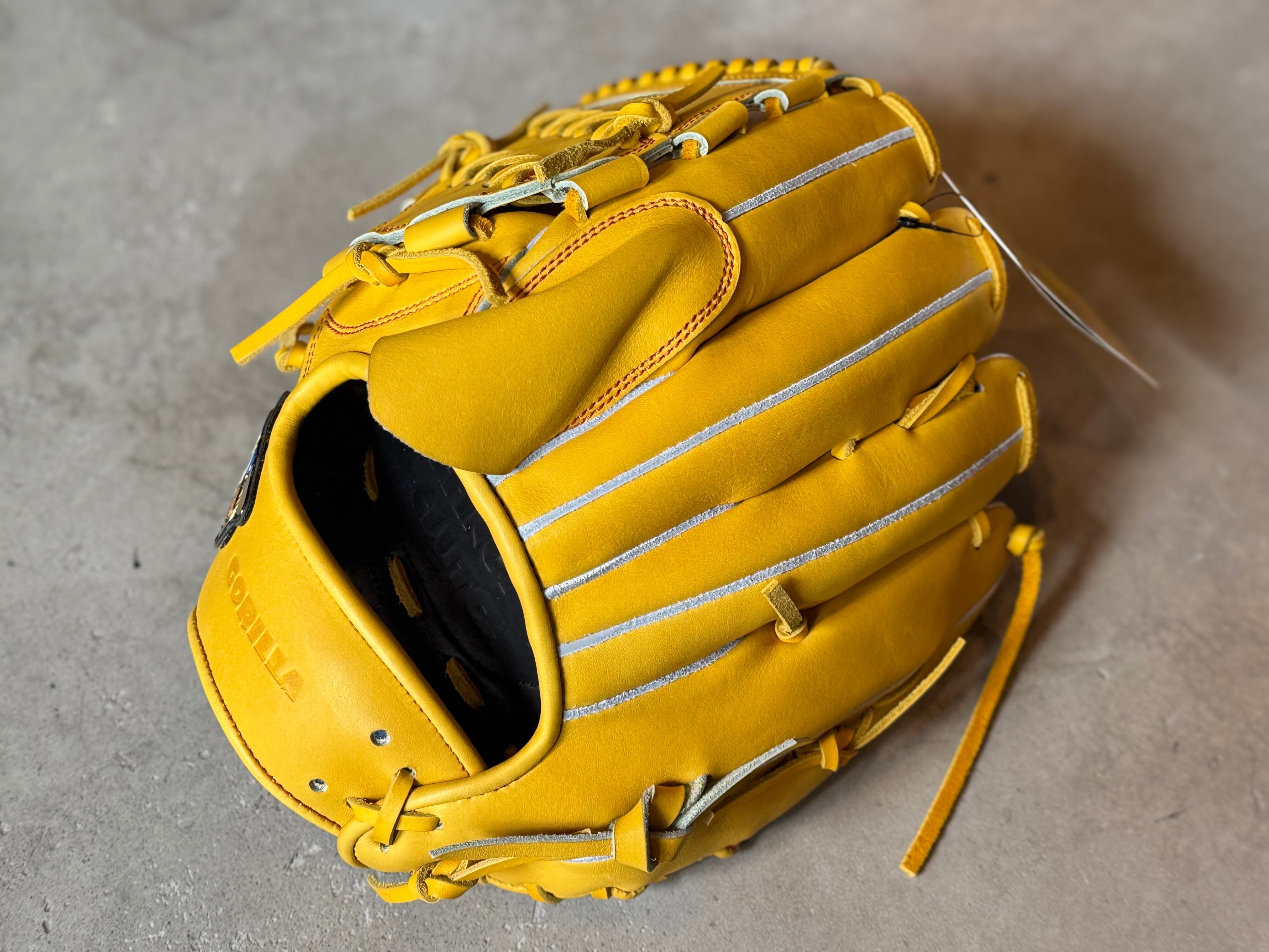 店舗別注【ごりら印の野球道具】硬式用グローブ 型番：001 ばなな 左