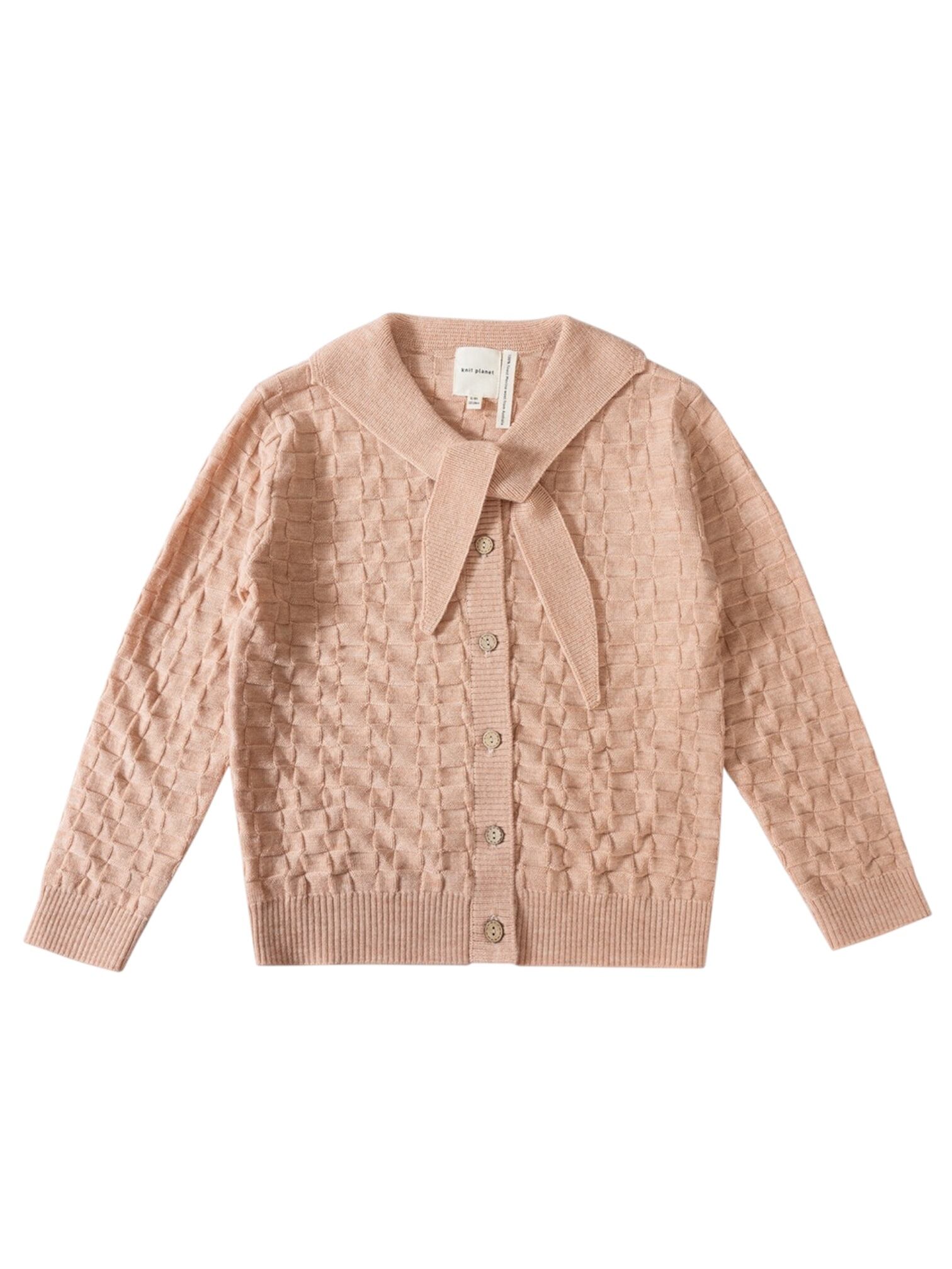 【Knit planet】Collar Cardigan Pastel Orange
