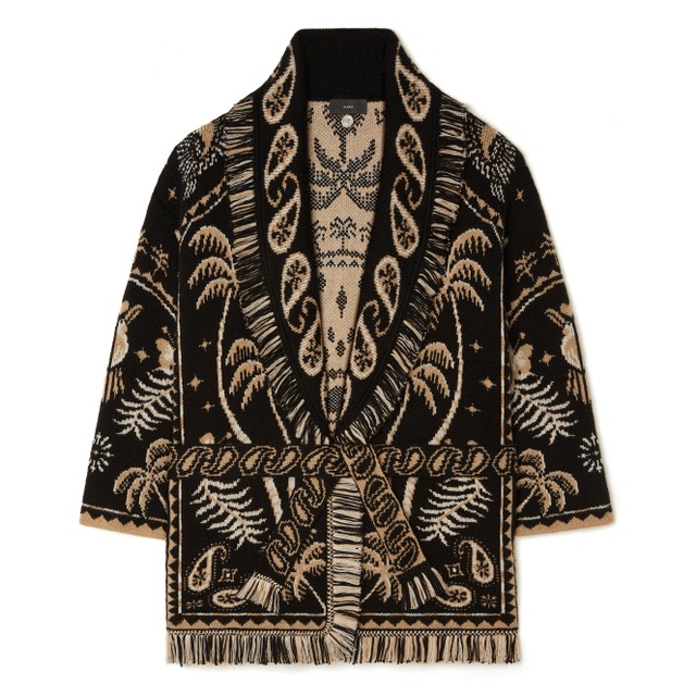 ALANUI　LUSH NATURE FOULARD  CARDIGAN　BLACK SANDSTORM