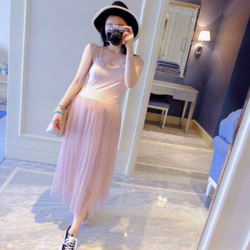 【新作】【送料無料】 マタニティドレス2019夏バージョン新しいファッションネットヤーンスリングマタニティドレスミドルレングススリングドレス-アリババ サマー 夏物 expec292946330919