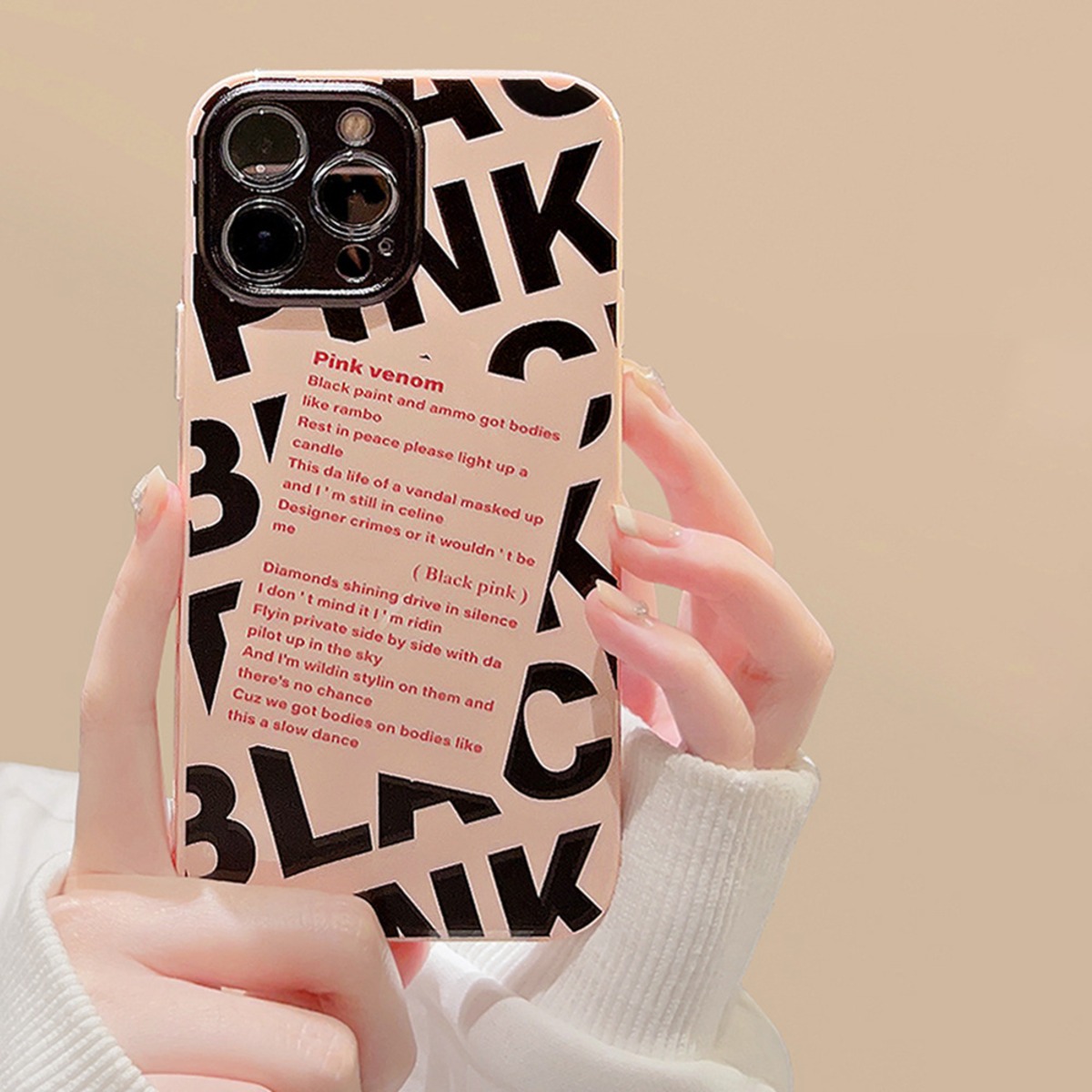 iPhone15対応】カッコかわいい◎最強ブラック×ピンク 耐衝撃 カメラ 