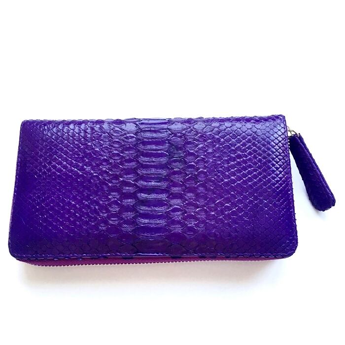 アディセレクション パイソン ラウンド 長財布 パープル（ 紫色）