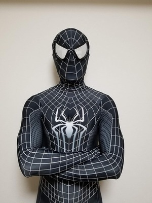 VIRIYA スパイダーマン コスプレ スーツ コスチューム ハロウィン 全身タイツ ボディースーツ 男女兼用 ブラックスパイダーマン 1004