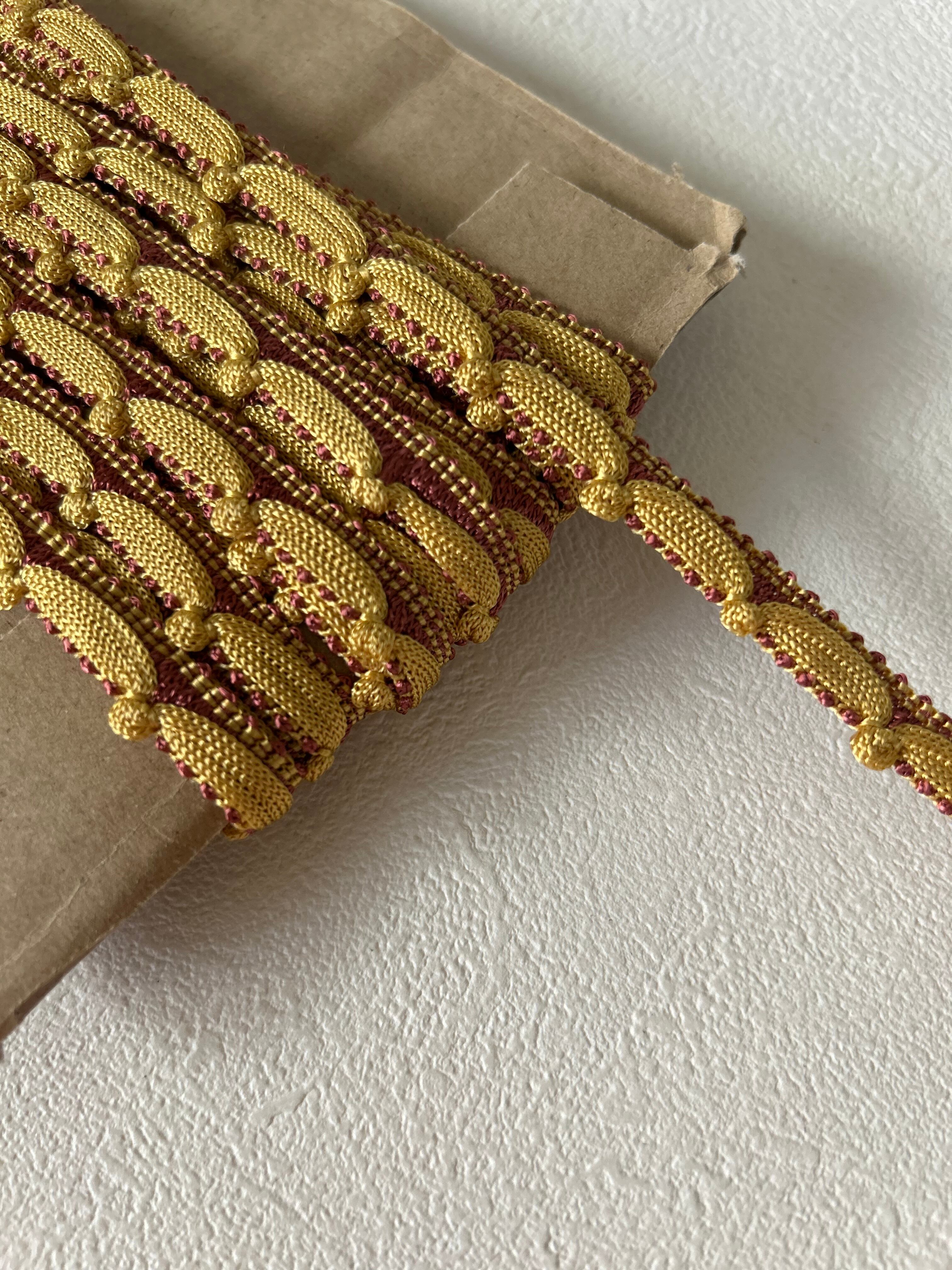 フランスVintageブレード 10mm マスタードイエロー×ピンク カルトナージュ デコレーション材 50cm単位