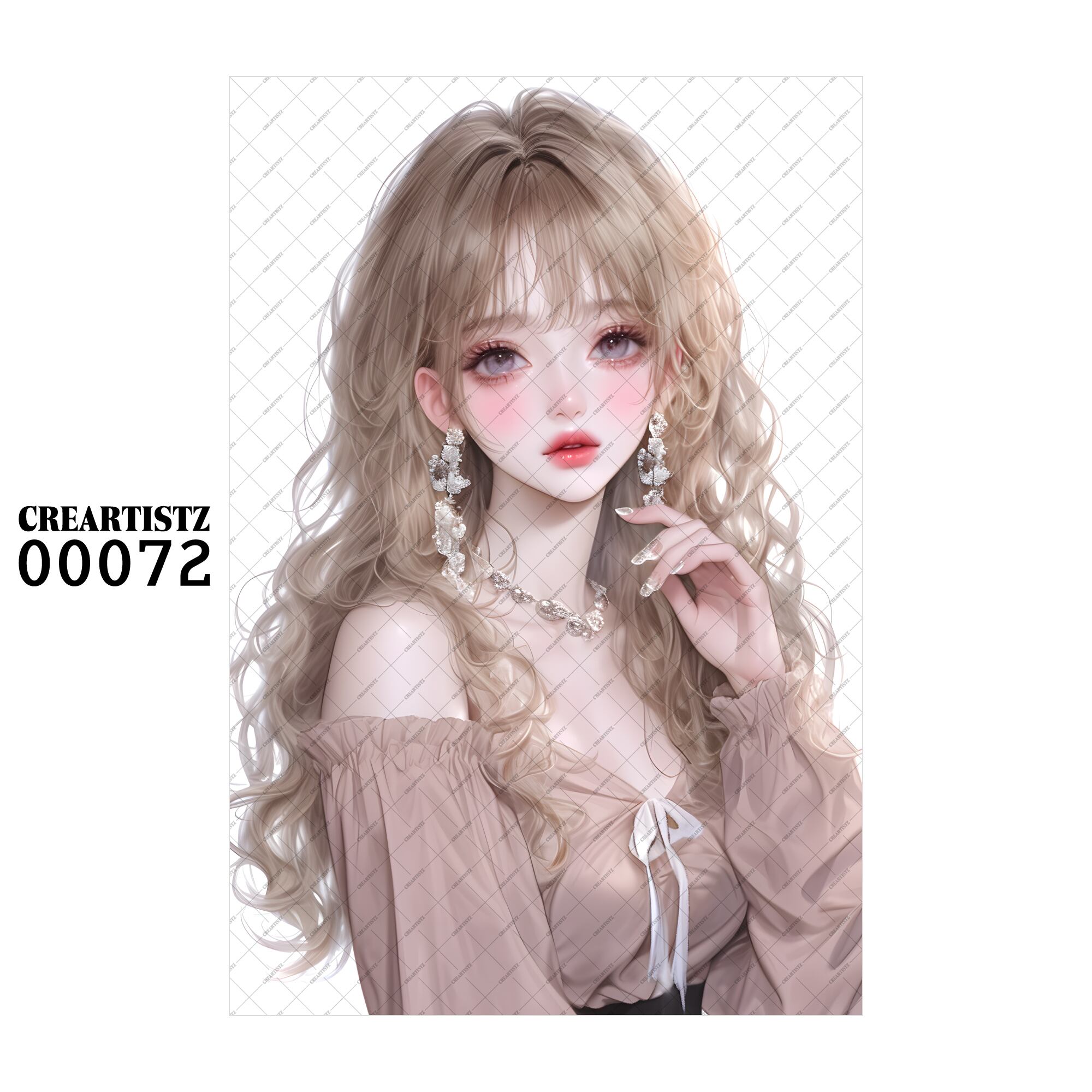 00072 ガール キュート オリジナル ペーパー/ステッカー 4枚セット CREARTISTZ