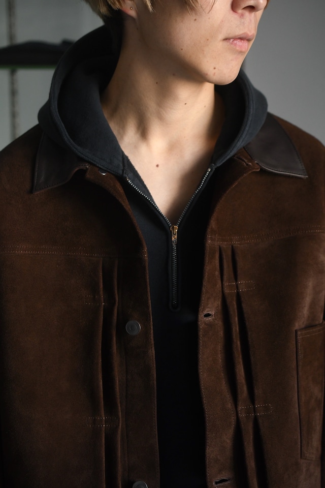 A.PRESSE / Vintage Sailor Hood Half Zip Sweatshirt (Black)