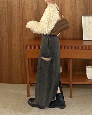 AM470907 cut point denim skirt【残り僅か】