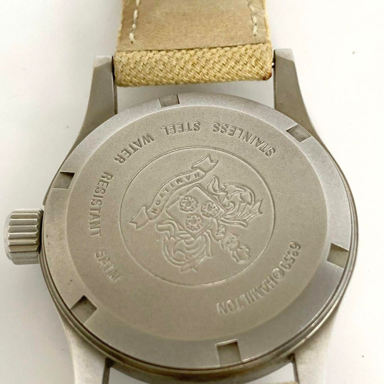 美品】ハミルトンカーキ6359ホワイト文字盤クオーツ時計