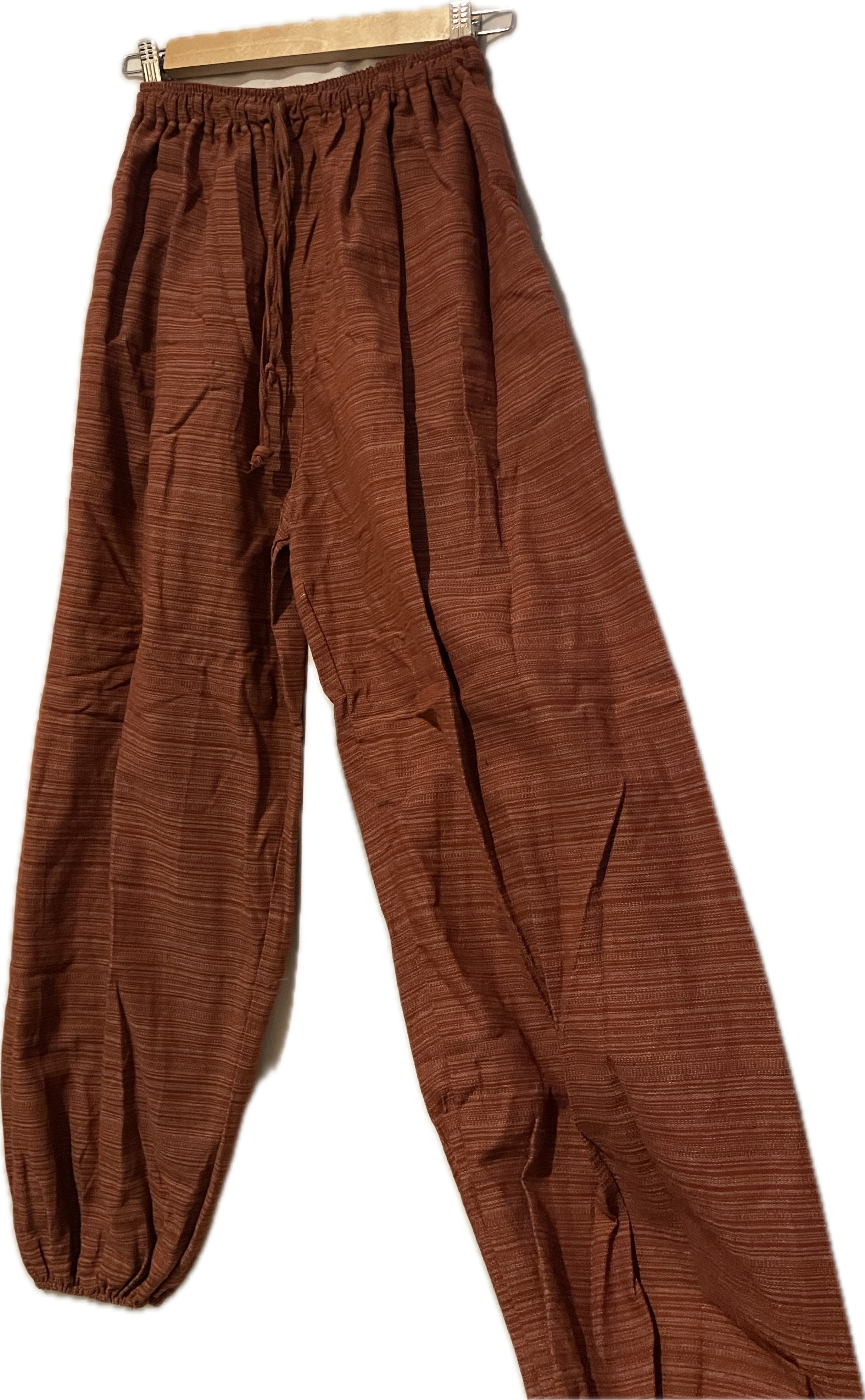 アラジンパンツ メンズアラジンパンツ ストライプ織アラジンパンツ 太め ゆったり ウエストゴム アジアンパンツ 長ズボン メンズ レディース タイパンツ エスニックファッション アジアンファッション ボトムス 春 夏 秋 冬 パンツ エスニック アジアン レンガ色* アジアン雑貨No.324