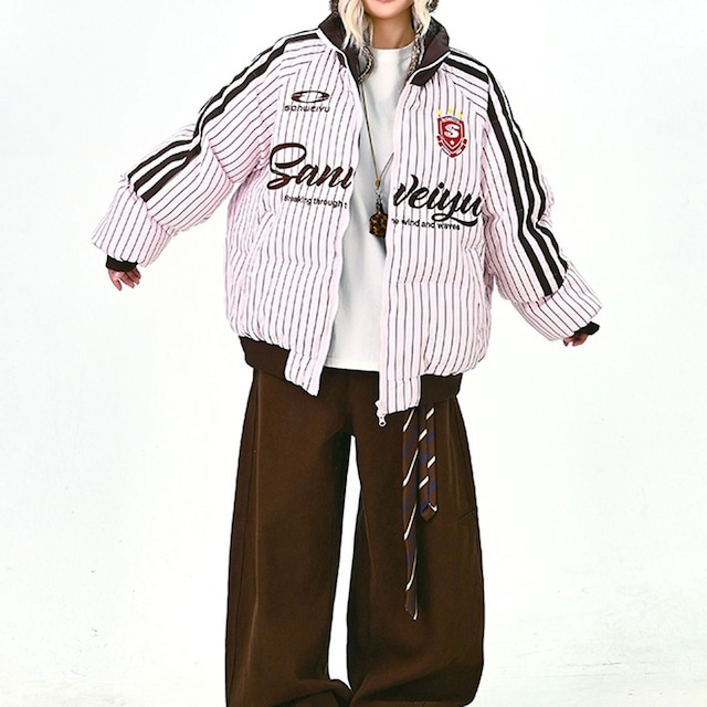 ストライプカレッジロゴスポーティブルゾン 2col R01251