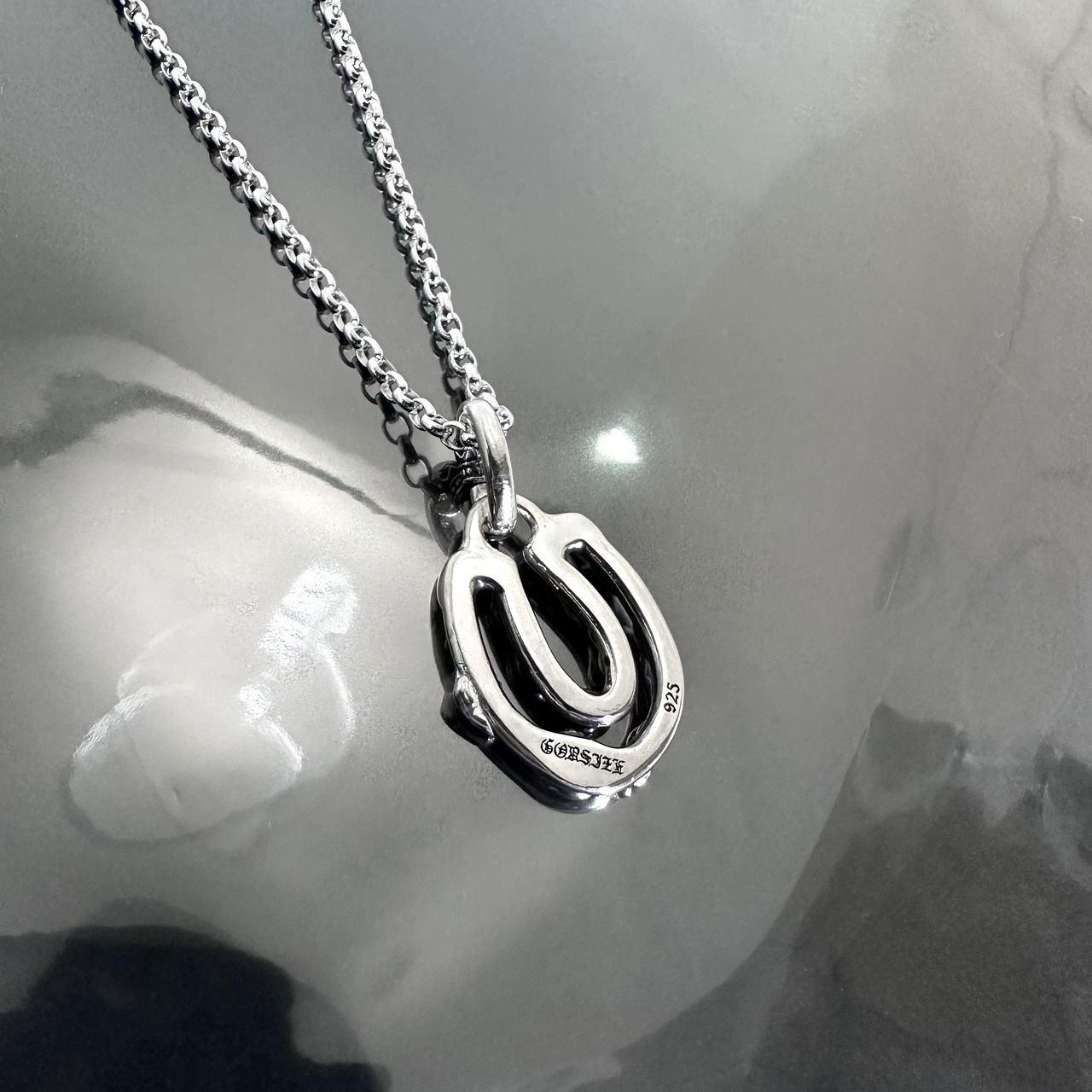 OPEN HORSESHOE #1 with GODSIZE® I.D. TAG NECKLACE / オープンホースシュー#1ゴッドサイズ® I.D.タグネックレス