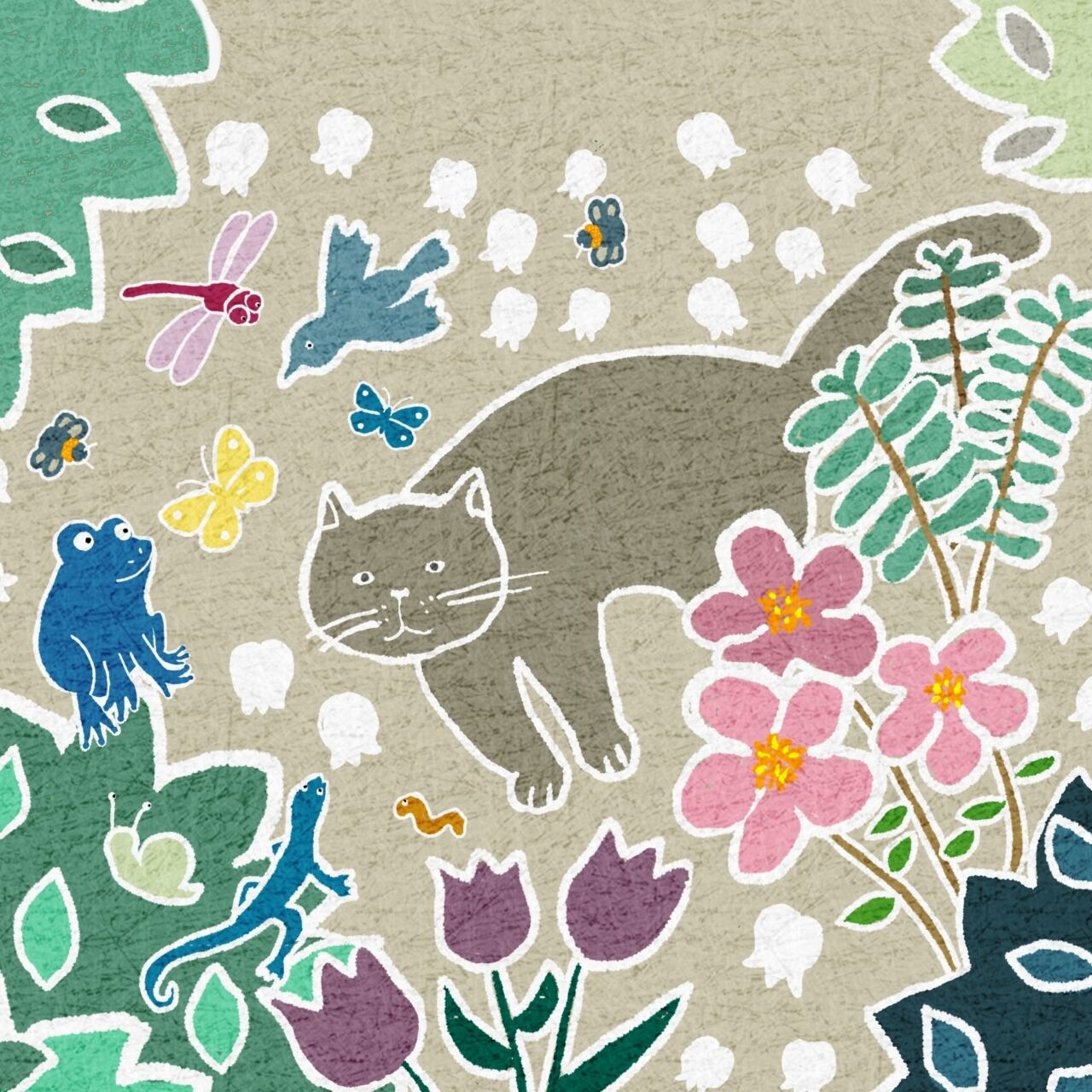 お散歩猫｜イラストペーパー(ダウンロード版)