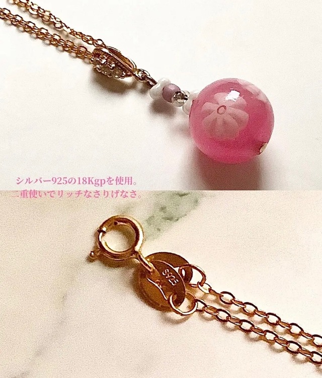 ベネチアンフローラルネックレス　ピンク