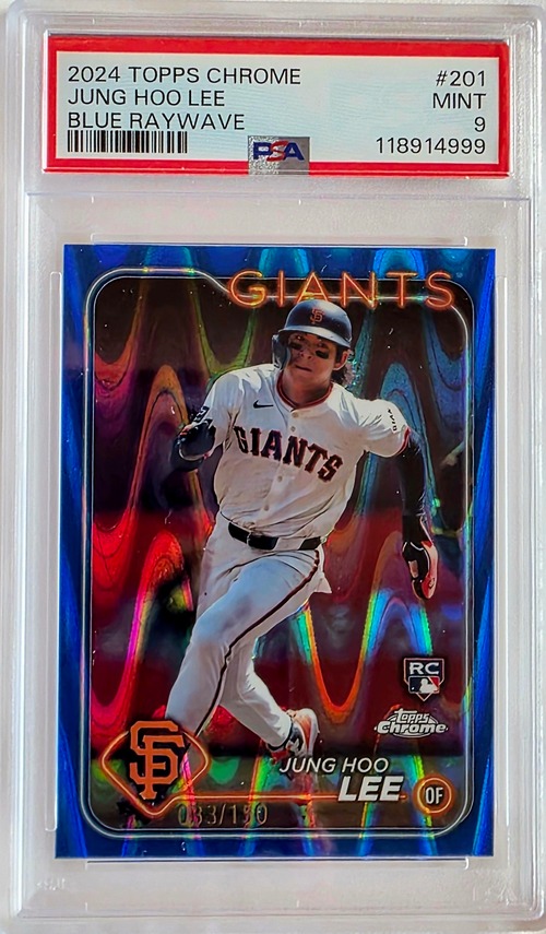 Jung Hoo Lee Topps Chrome Blue Ray Wave PSA 9 Rookie Card