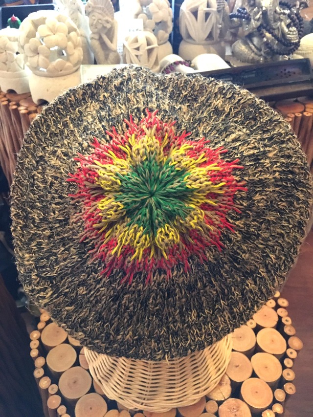 ベレー帽 帽子 おしゃれ小物 ニット 帽子 コットン帽子 アジアン エスニック HEMP アフリカンファッションエスニック 手編み 麻 ヘンプ ハンドメイド ＊ アジアン雑貨A/T B&B