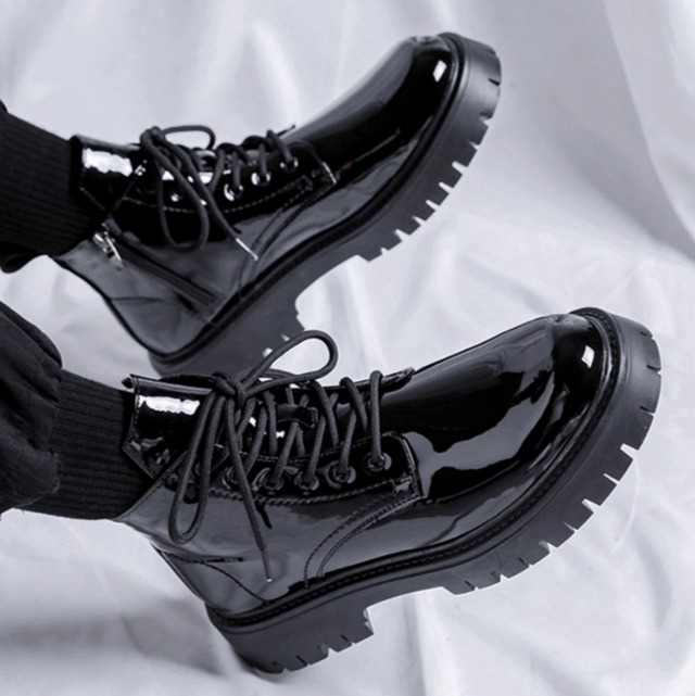 シャインアーマーエナメルブーツ　ブラック　LB1415