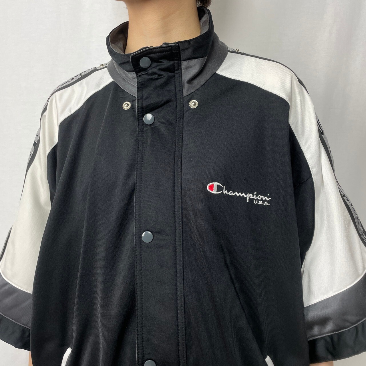 Champion USA チャンピオン サイドロゴテープ 半袖 ジャージ トラック 