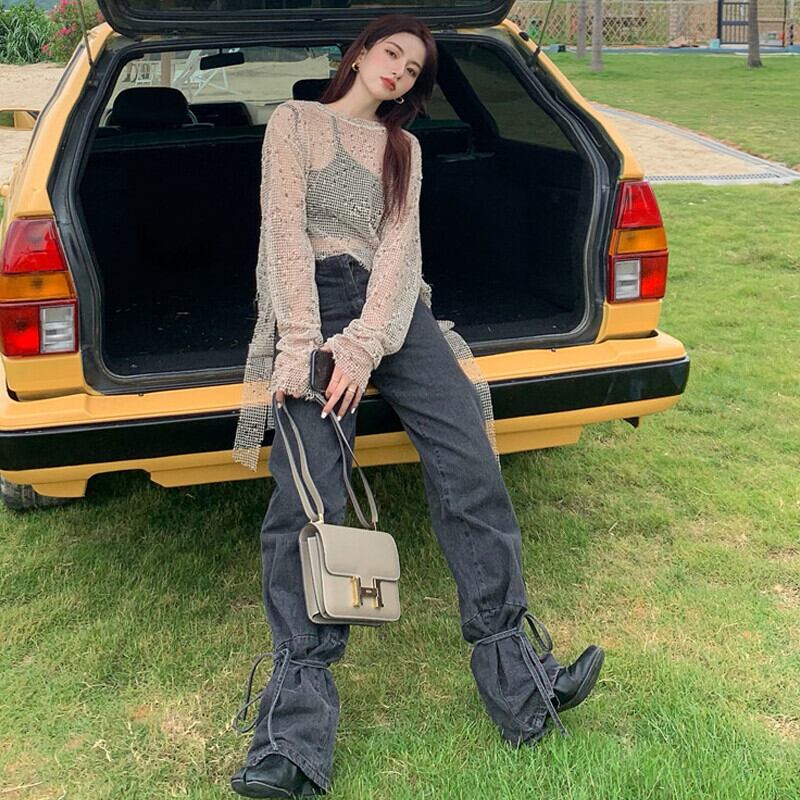 ブラウス ルーズ薄手シャツ サマーTシャツ トップス ロング 夏物 ガールズファッション11755222905