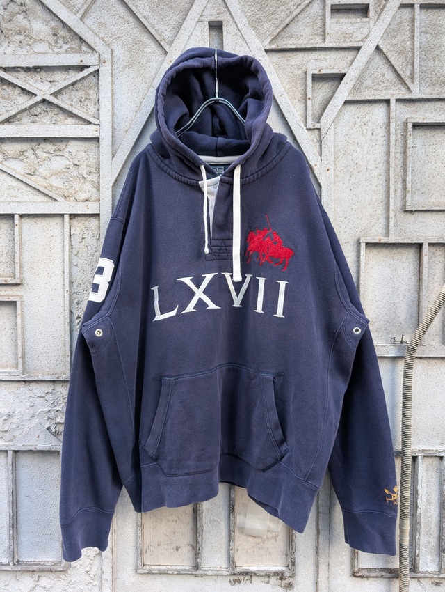 "POLO RALPH LAUREN" half button pullover hoodie