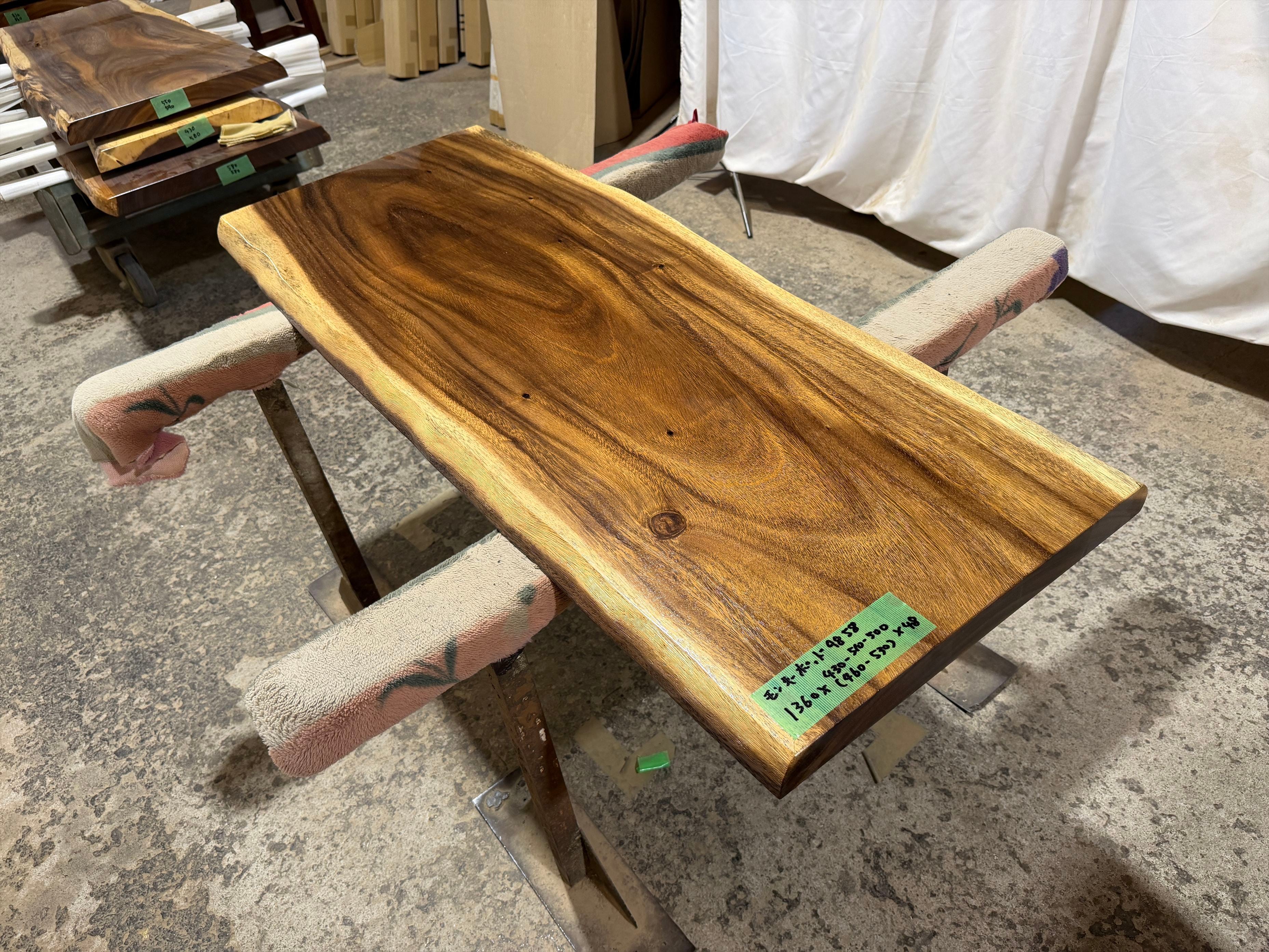 モンキーポッド9858 一枚板無垢 乾燥材 1360x430-510-500x48mm カウンター センターテーブル ダイニングテーブル