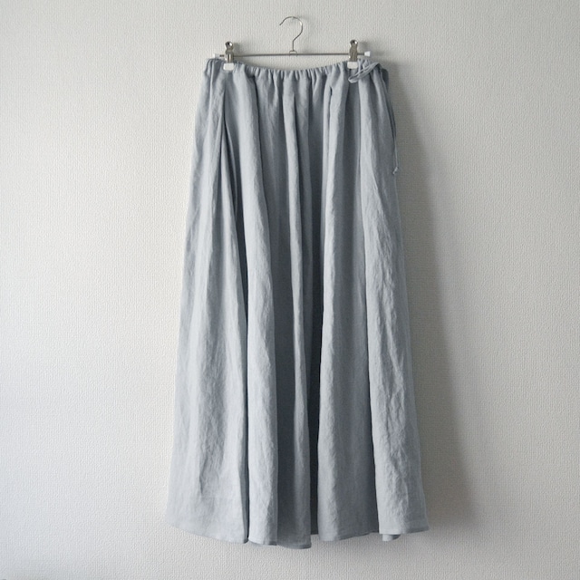 Lithuanian linen tuck gather skirt／new light weight linen 〈cloud gray〉
