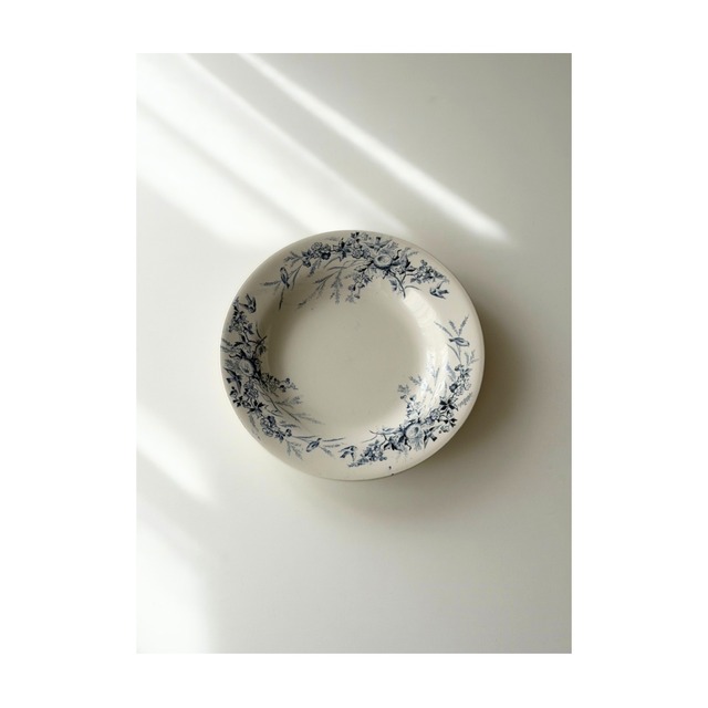 Creil et Montereau 　クレイユモントロー　/　“LINOTTE”　blue　深皿プレート　d