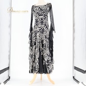 社交ダンス 衣装 スタンダードドレス ワンピース ドレス 黒 白 柄 模様 in the MOOD インザムード 日本製 ゼブラ フロート レース パーティドレス パーティ 発表会 ブラック系 ホワイト系 グレイ系 花柄 パーティー 長袖 フレア シンプル 上品 エレガント レディース フォーマル ダンス 発表会用 おしゃれ ステージ衣装