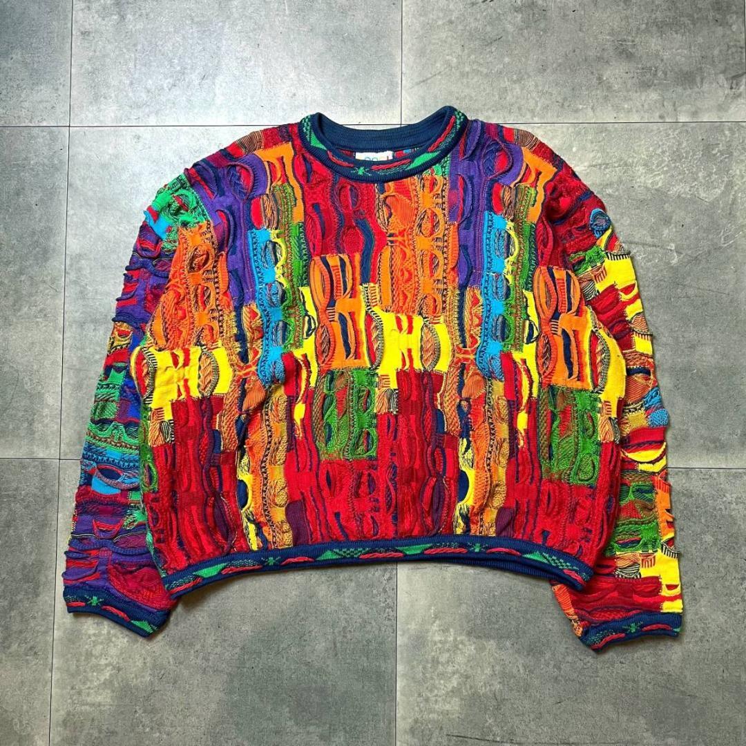 90's Coogi Mercerized Cotton 3D Pattern Sweater In Multi / 90s ...